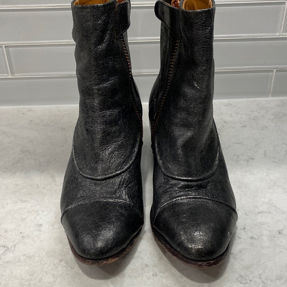 John Fluevog Black Leather Ankle Booties